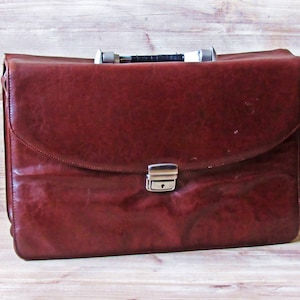Vintage echte leren aktetas, handgemaakte tas, bruine leren tas, cadeau voor hem, herenaktetas, documentorganisator, zakenmantas