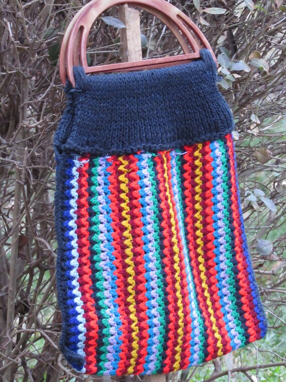 Hand Knitted Market Bag Everyday Bag From 1970s Hand Gem