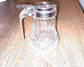 Glass sugar pourer, Glass sugar dispenser, Retro clear glass sugar pourer, Hobnail glass sugar pourer, Light bulb shaped sugar pourer