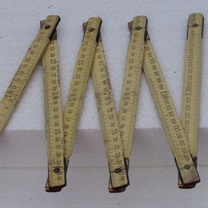 Houten duimstok, oude meter, duimstok, 2 meter liniaal, compacte liniaal, inklapbare liniaal, timmermansliniaal, gebroken eerste gedeelte