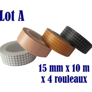 Masking tape quadrillage, stickers vintage, scrapbooking, junk journal Rouleau masking tape 10 m quadrillage vintage Lot A