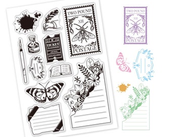 Clear stamp set, stamps, scrapbooking - retro atmosphere