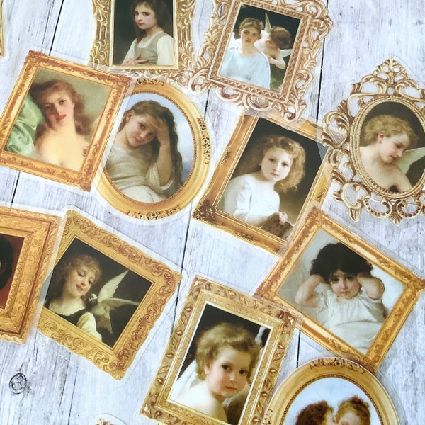 Lot 15 stickers transparent peinture cadres portraits