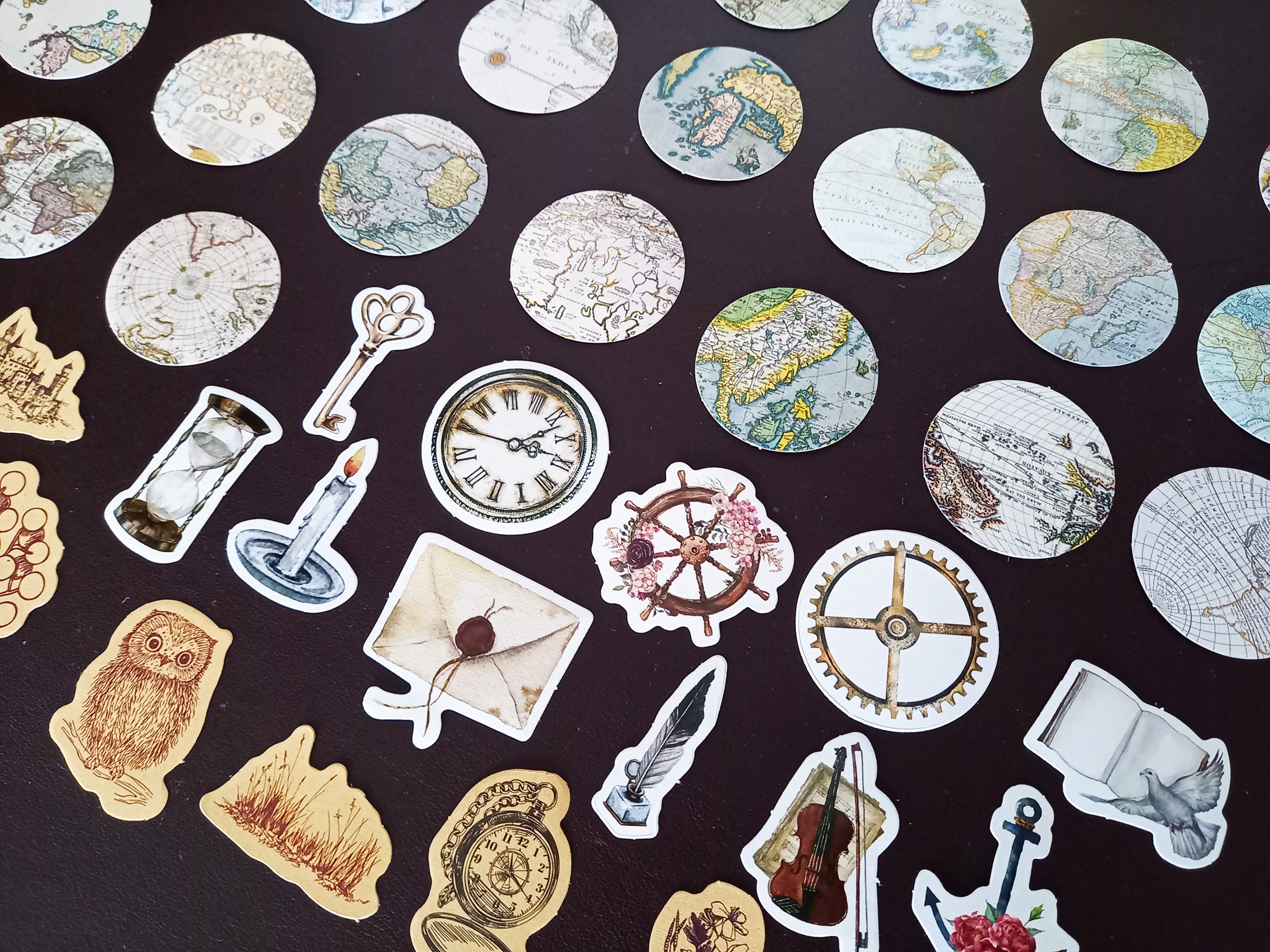 Lot mix stickers oude kaarten reizen stickers kraft bullet Etsy