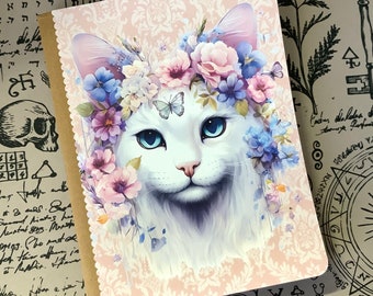 Notebook 160 pages 17 x 22 cm lined - Flower cat