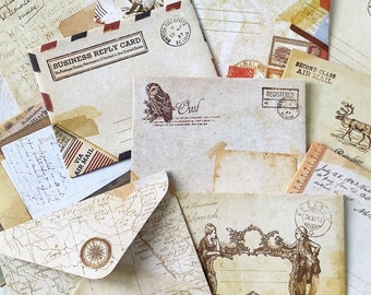11 mini enveloppes style vintage pour journal, junk journal, carnet de voyage