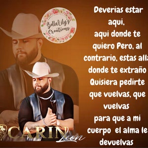 Carin Leon “Que Vuelvas” tumbler wrap png
