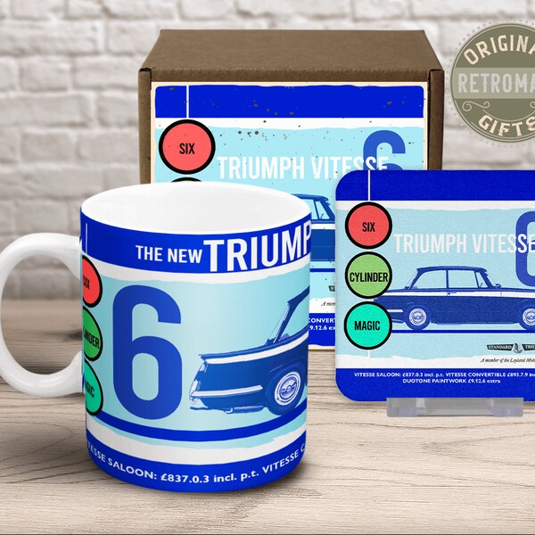 TRIUMPH Vitesse - Retro Style enthusiasts ceramic mug & coaster