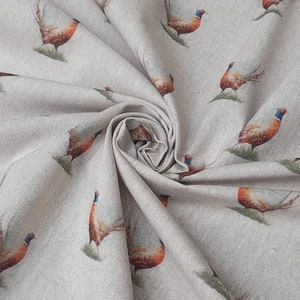 PHEASANT COUNTRYSIDE mini all over design Gift soft furnishing lightweight upholstery curtains bags clothing crafting Fat Qtr Half/Full Mtr