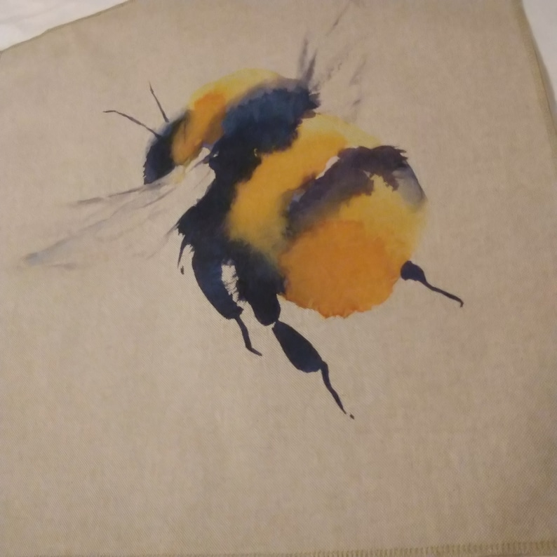 BUMBLE Bee linen-style Make a Cushion Panel, perfect GIFT/PRESENT in a lightweight upholstery fabric front & back panel options available image 2
