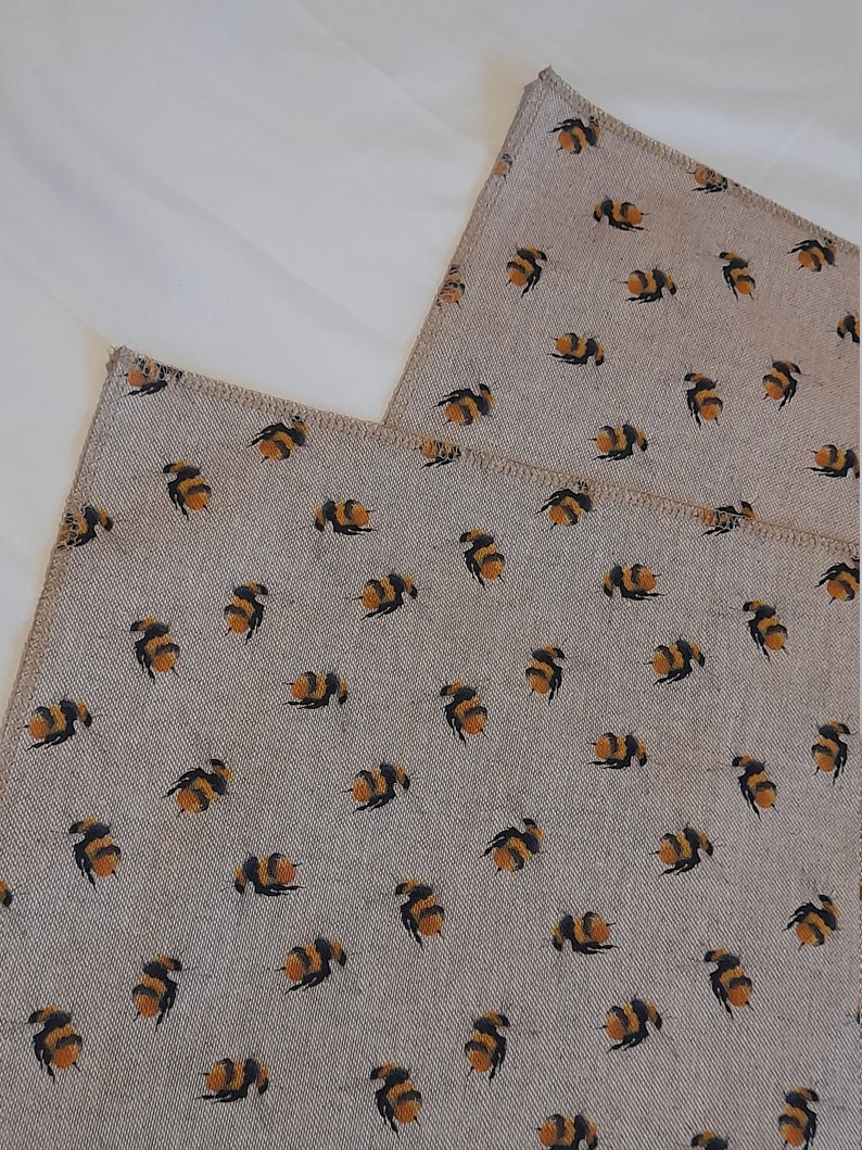 BUMBLE Bee linen-style Make a Cushion Panel, perfect GIFT/PRESENT in a lightweight upholstery fabric front & back panel options available 2 Small Prints