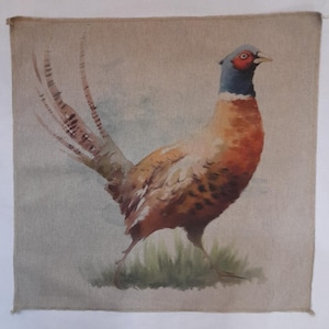 PHEASANT linen-style Make a Cushion Panel, perfect GIFT, PRESENT in a lightweight upholstery fabric - front and back panel options available