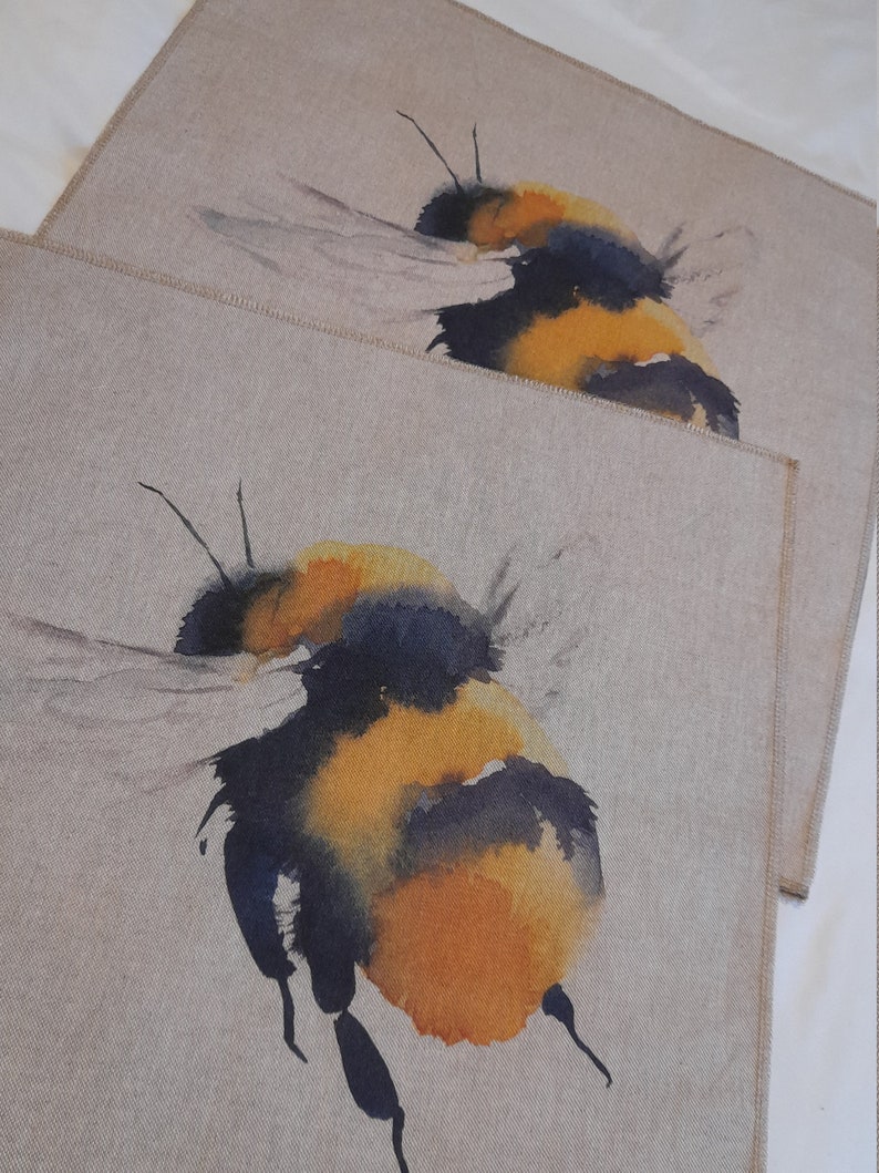 BUMBLE Bee linen-style Make a Cushion Panel, perfect GIFT/PRESENT in a lightweight upholstery fabric front & back panel options available 2 Large Prints