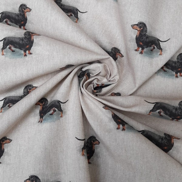 DACHSHUND SAUSAGE DOG Mini all over design Gift soft furnishing lightweight upholstery curtains bags  clothing crafting Fat Qtr Half/Full Mt