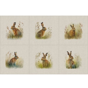 HASE CUSHION PANELS Kaninchen digitaler, leichter Stoff im Leinenstil, Optionen für Vorder- und Rückseite erhältlich, Geschenkideen zum Basteln von Polstern ...