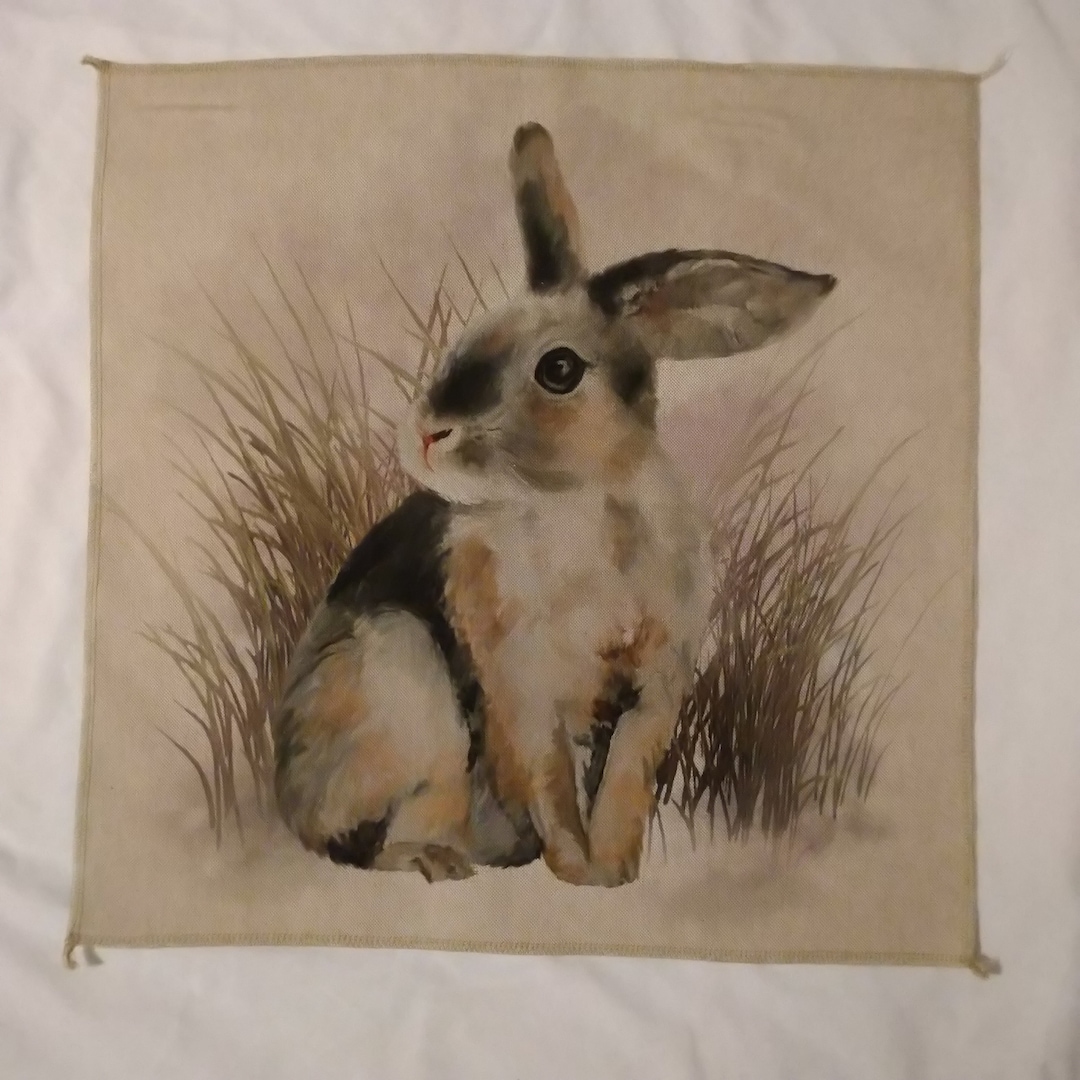 RABBIT BUNNY, Linen-style Make a Cushion Panel, Perfect Gift/present in ...