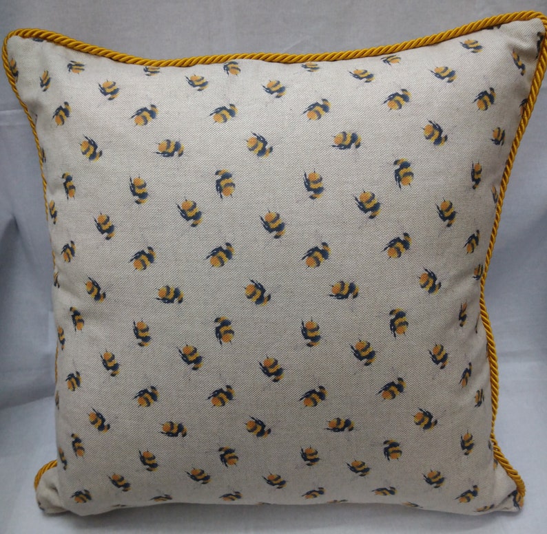 BUMBLE Bee linen-style Make a Cushion Panel, perfect GIFT/PRESENT in a lightweight upholstery fabric front & back panel options available image 8