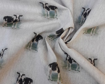 CALF COW MINI all over design, Gift, soft furnishing, lightweight upholstery, curtains, bags, clothing, crafting.... Fat Qtr, Half/Full Mtrs