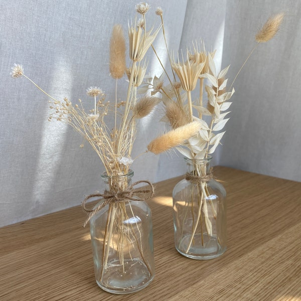 Vasen-Set mit Trockenblumen für Tischdeko, Hochzeitsdeko, Tischvasen