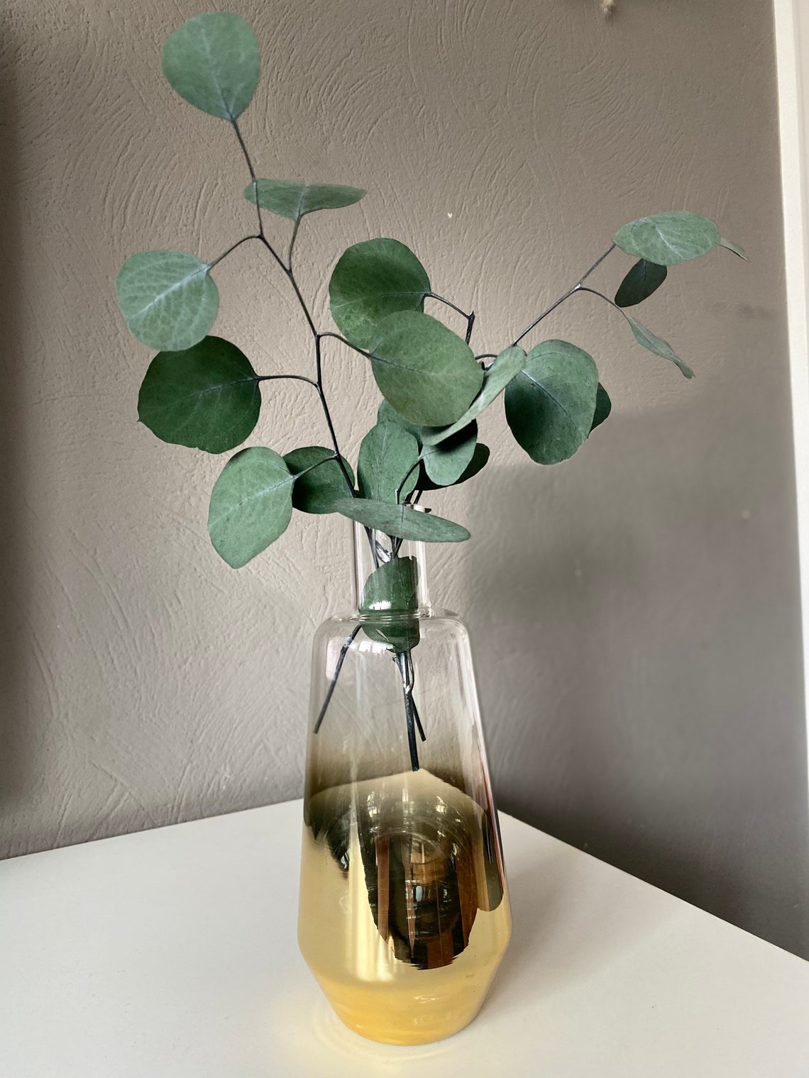 Vase GOLD Clear Glass Vase Eucalyptus Etsy