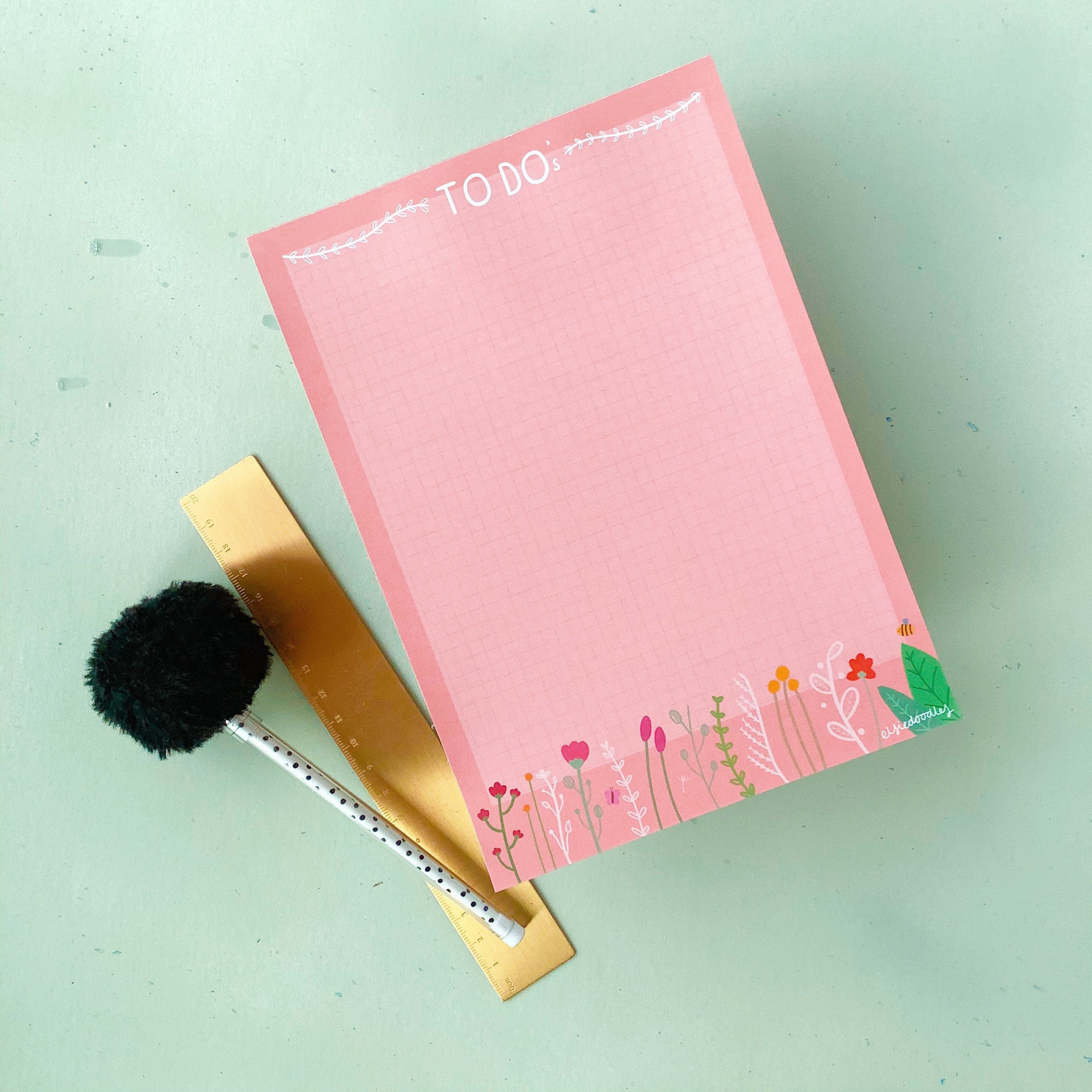 Floral/ Spring A5 notepad 50 pages upper bound. Cute Etsy