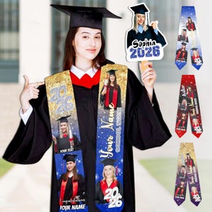 Custom Graduation Stole 2026: Personalized Photo Sash & Hand Fan