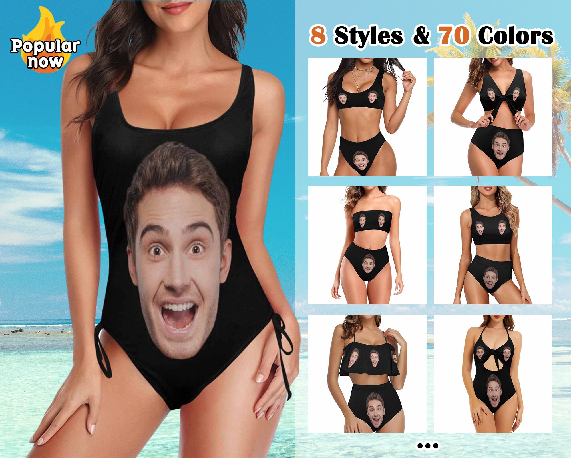Custom Big Face Swimsuit,American Flag Design Swimsuit,Personalized One Piece Swimwear,Face On Bathingsuit,Custom Swimsuit With Face Trendy Fashion