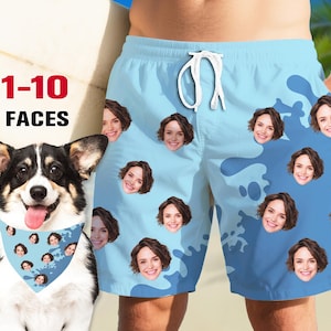 Custom Face Swim Trunks Personalized Photo Men Bathing Suit Face on Beach Shorts Custom Swim Trunk Party/Vacation/Father&#39;s Day Gift for Dad