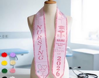 Customized Nursing Graduation Stole: RN Stole, Class of 2026