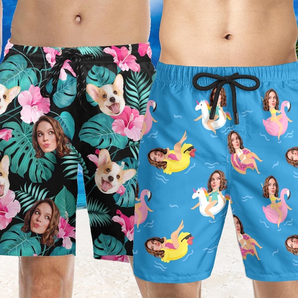 Custom Face Swim Trunks: Personalized Men's Beach Shorts
