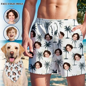 Personalized Men&#39;s Swim Trunks: Custom Face, Pet Photo Surf Shorts