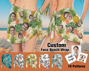 Personalized Pineapple Sarong, Tropical Custom Face Beach Cover Up