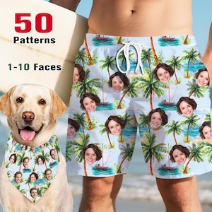 Custom Face Swim Shorts Personalized Men Bathing Suit Face on Surf Trunk, Swim Trunk with Face Custom Board Short, Father&#39;s Day Gift,for Dad