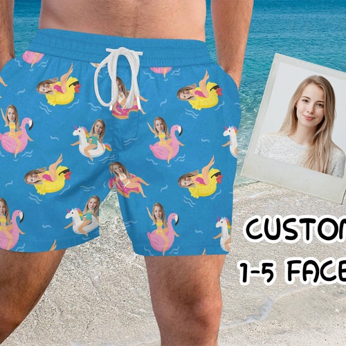 Funny Men Bathing Suit Custom Swim Trunks Hawaii Dance Etsy