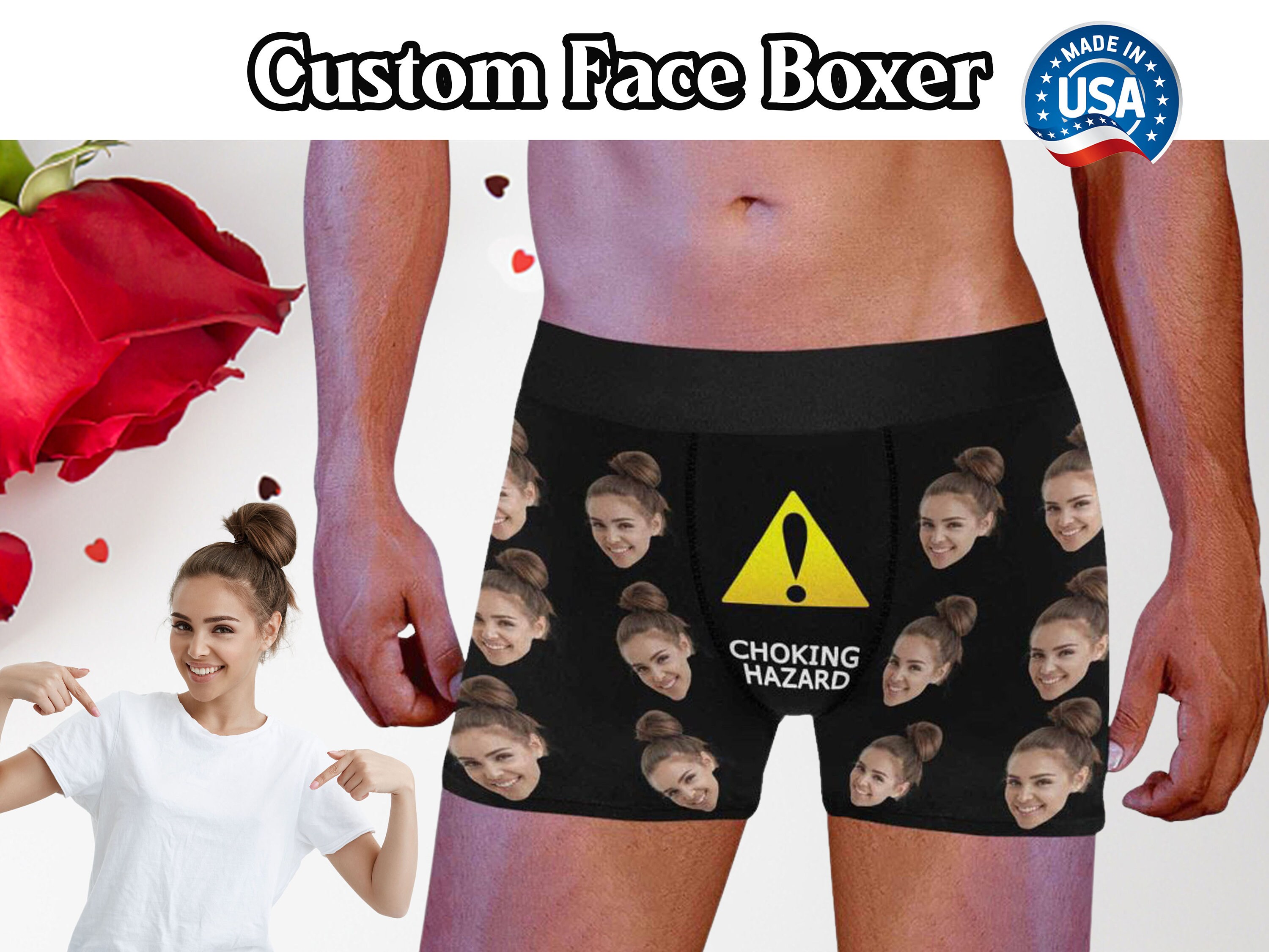 Calzoncillos tipo bóxer personalizados para hombres con foto divertida para  el día de San Valentín, regalos de Navidad