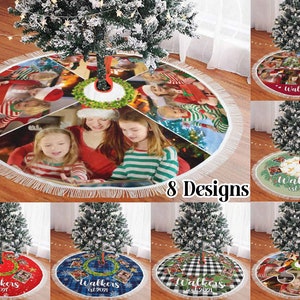 Personalized Photo Christmas Tree Skirt: Custom Family Name