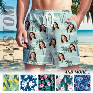 Custom Face Swimwear, Personalized Men Bathing Suit, Face on Surf Trunk, Swim Trunk with Face, Custom Board Short, Father&#39;s Day Gift,for Dad
