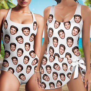Custom Photo Women Swimsuit One piece Face Swimsuit Personalised Bikini with Face Swimwear with Photo Bikini for Summer Beach Party Wedding