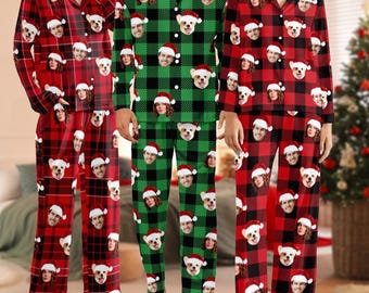 Custom Face Christmas Pajamas: Plaid Family Matching Pajama Set