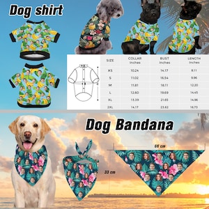 Personalize Face Tropical Flower Hawaiian Shirt, Custom Men Women Kid Hawaiian Shirt/Short with Face Logo,Dog Bandana/Shirt,Beach Party image 8