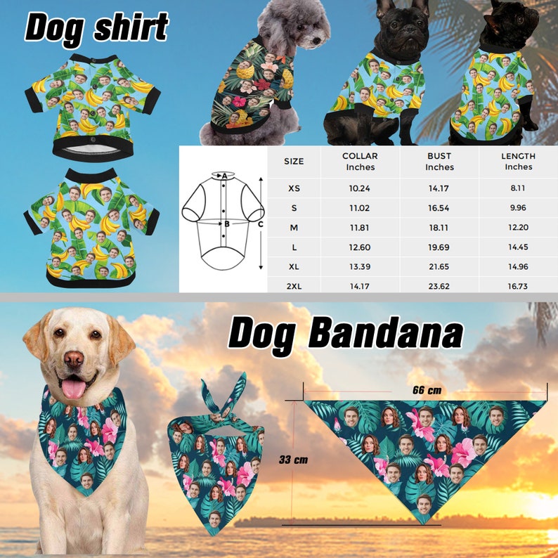 Personalize Face Tropical Flower Hawaiian Shirt, Custom Men Women Kid Hawaiian Shirt/Short with Face Logo,Dog Bandana/Shirt,Beach Party image 8