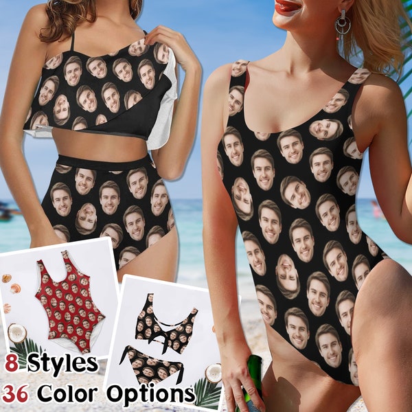 Custom Multiple faces Swimsuit,Personalized one piece swimsuit,Personalized Two piece Swimwear,Personalized Face Bathing Suit,Bachelor Party