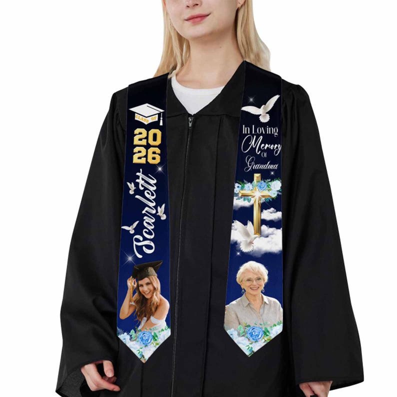 Custom Photo Graduation Stole: Personalized Class of 2026 Sash, Gift for Graduates image 7