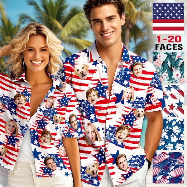 Custom Face Hawaiian Shirt: Patriotic 4th July Gift