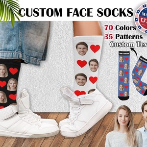 Personalized Face Socks,Custom Photo/Face Socks,Customized Love Heart Socks with Face,Christmas Gift,Valentine's Day gift