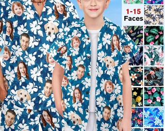 Custom Face Hawaiian Shirt, Personalized Photo Swim Trunks, Gift for Dad