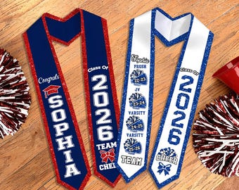 Custom Cheerleader Graduation Stole, Personalized Graduation Sash, Cheerleading Gifts