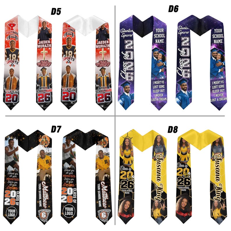 Custom Photo Graduation Stole: Personalized Class of 2026 Sash, Gift for Graduates image 4