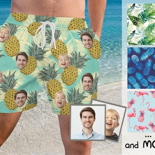 Funny Men Bathing Suit Custom Swim Trunks Hawaii Dance Etsy