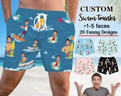 Custom Face Swimwear, Personalized Men Bathing Suit, Face on Surf Trunk, Swim Trunk with Face, Custom Board Short, Father 39 s Day Gift,for Him